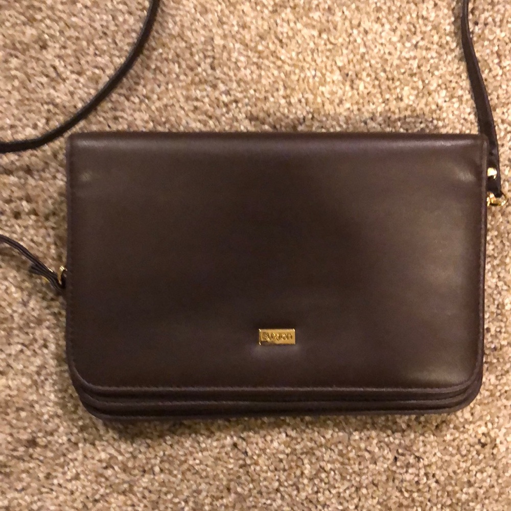 Buxton Leather Style Sac Mini-Bag Brown with strap crossbody organizer bag purse